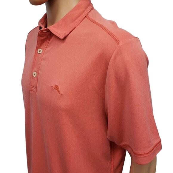 Tommy Bahama Polo Shirt Men M Modal Poly Coral Red Orange Marlin Short Sleeve - Picture 6 of 12